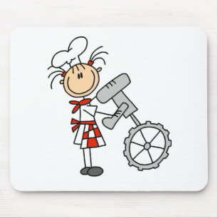 Stick Figure Chef Die Een Mixer Mousepad Gebruikt Muismat