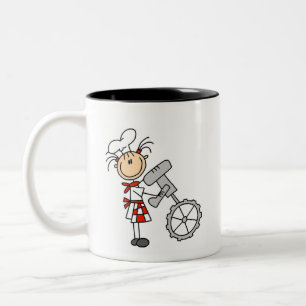 Stick Figure Chef die Mixer Mug gebruikt Tweekleurige Koffiemok
