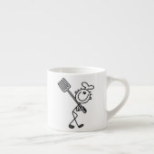 Stick Figure Chef Met Vork Espresso Kop (Rechts)