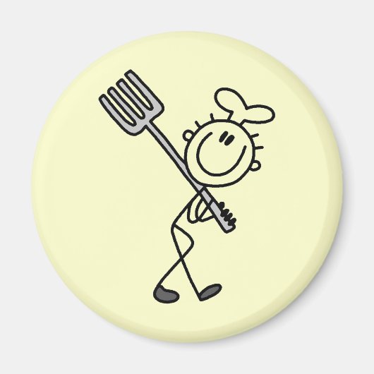 Stick Figure Chef Met Vork Magneet (Voorkant)