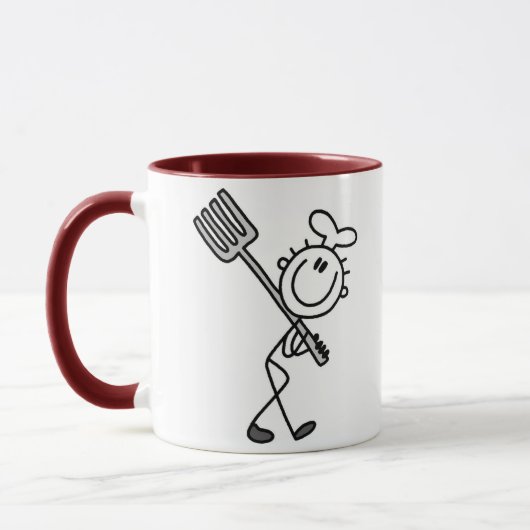 Stick Figure Chef met vork Mok (Links)