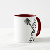 Stick Figure Chef met vork Mok (Voorkant rechts)