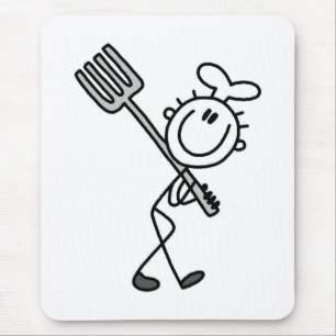 Stick Figure Chef met vork Muismat