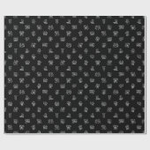 Stick Figure Christmas Cheer White on Black Holida Cadeaupapier (Vlak)