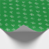 Stick Figure Christmas Cheer White on Green Holida Cadeaupapier (Hoek)