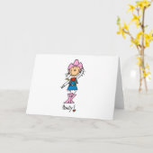Stick Figure Cowgirl in Pink Hat/Boots Cards Kaart (Gele Bloem)