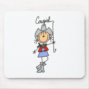 Stick Figure Cowgirl met Lasso Muismat