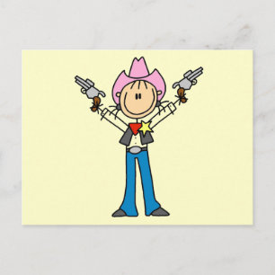 Stick Figure Cowgirl Sheriff T-shirts Briefkaart