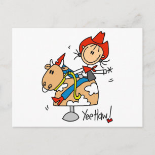 Stick Figure Cowgirl Yee Haw T-shirts en cadeaus Briefkaart