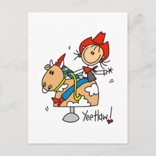 Stick Figure Cowgirl Yee Haw T-shirts en cadeaus Briefkaart