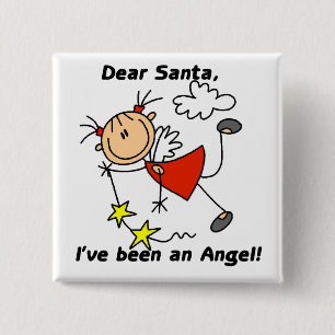 Stick Figure Engel Lieve Sint T-shirts en Cadeaus Vierkante Button 5,1 Cm