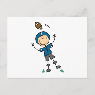 Stick Figure Football Blauw Briefkaart