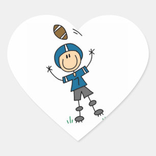 Stick Figure Football Blauw Hart Sticker