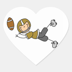 Stick Figure Football Goud Hart Sticker
