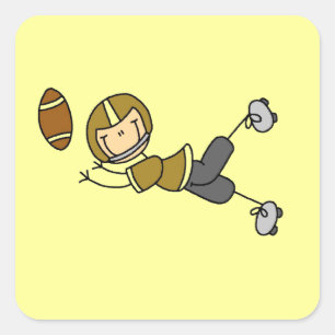 Stick Figure Football Goud Vierkante Sticker