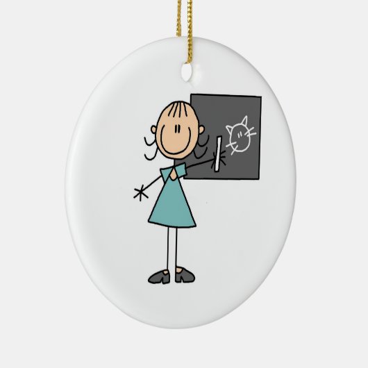 Stick Figure Girl bij Chalk Board Ornament (Rechts)