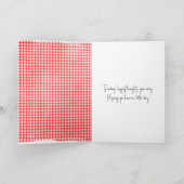 Stick Figure Girl Gingham Jurk Denken aan jou Kaart (Binnen)