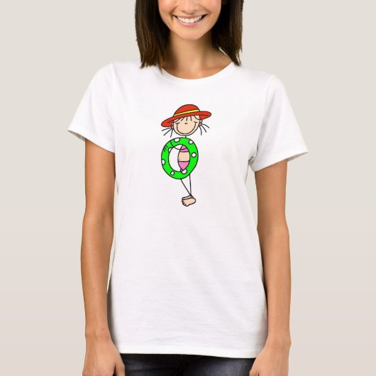 Stick FIgure Girl met Swim Tube T-shirt (Voorkant)