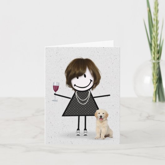 Stick Figure Girl Note Card Kaart (Voorkant)