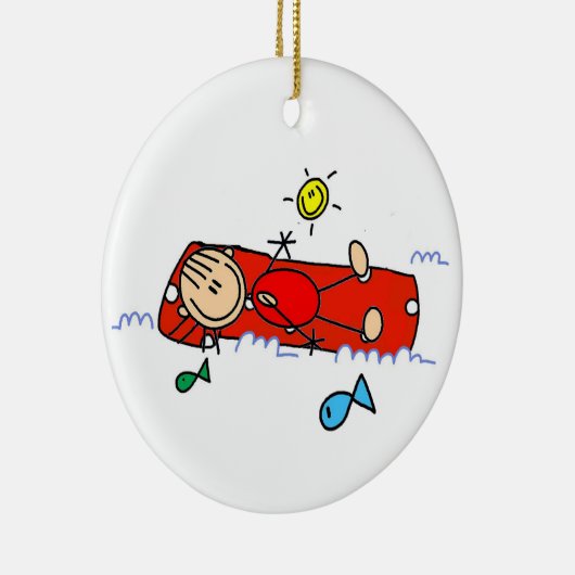 Stick Figure Girl Red Air Mattress Keramisch Ornament (Rechts)