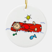 Stick Figure Girl Red Air Mattress Keramisch Ornament (Voorkant)