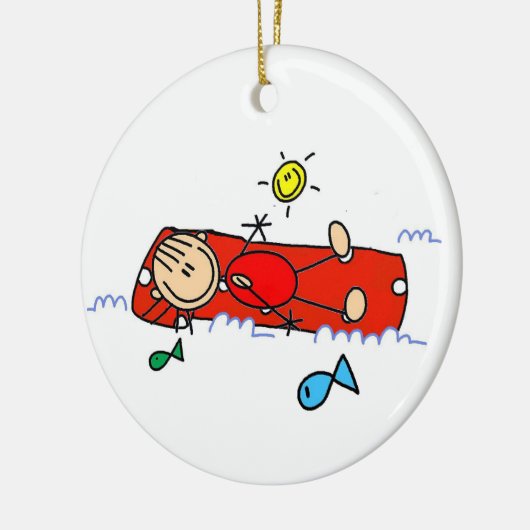 Stick Figure Girl Red Air Mattress Keramisch Ornament (Links)