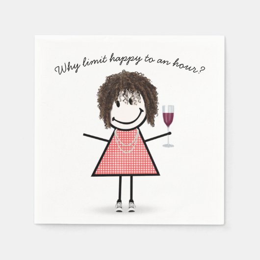 Stick Figure Girl With Wine Glass and Quote Servet (Voorkant)