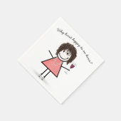 Stick Figure Girl With Wine Glass and Quote Servet (Hoek)