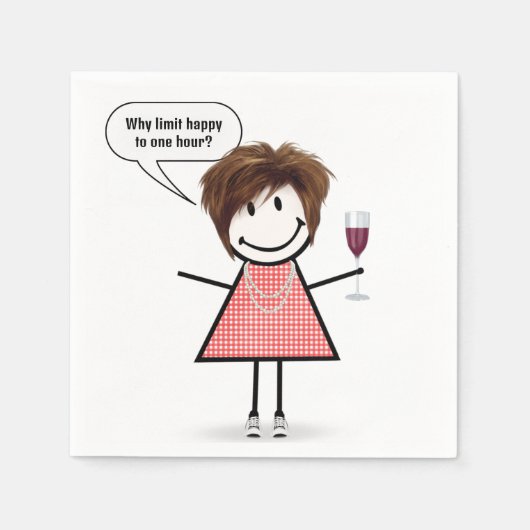 Stick Figure Girl With Wine Glass Servet (Voorkant)