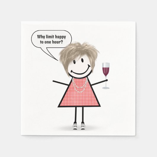 Stick Figure Girl With Wine Glass Servet (Voorkant)