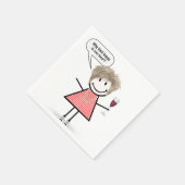 Stick Figure Girl With Wine Glass Servet (Hoek)