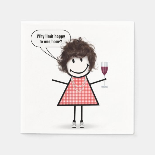 Stick Figure Girl With Wine Glass Servet (Voorkant)