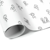 Stick Figure Girls Everyday Life – Black on White  Cadeaupapier (Rol Hoek)