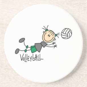 Stick Figure Girls Volleybal T-shirts en Cadeaus Zandsteen Onderzetter
