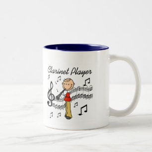 Stick Figure Klarinettist T-shirts en cadeaus Tweekleurige Koffiemok