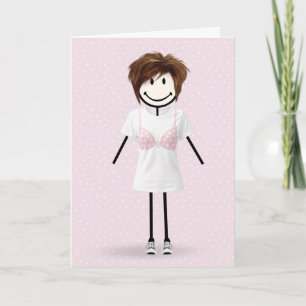 Stick Figure Meisje Borstkanker Overlevende Kaart