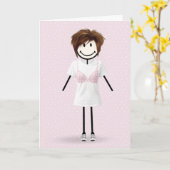 Stick Figure Meisje Borstkanker Overlevende Kaart (Gele Bloem)