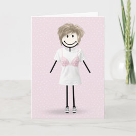 Stick Figure Meisje Borstkanker Overlevende Kaart