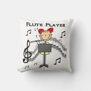 Stick Figure Meisje Fluitspeler T-shirts en Cadeau Kussen