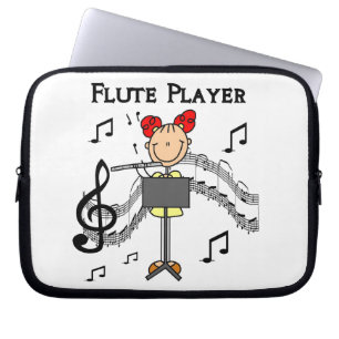Stick Figure Meisje Fluitspeler T-shirts en Cadeau Laptop Sleeve