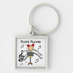 Stick Figure Meisje Fluitspeler T-shirts en Cadeau Sleutelhanger