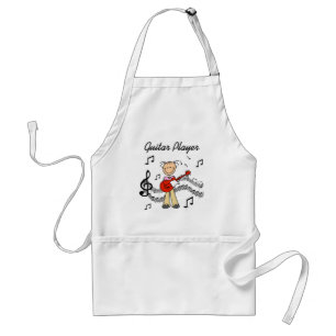 Stick Figure Meisje Gitaarspeler T-shirts en Cadea Standaard Schort