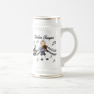 Stick Figure Meisje Vioolspeler T-shirts en Cadeau Bierpul