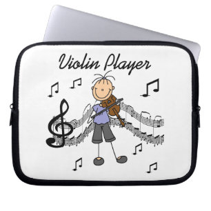Stick Figure Meisje Vioolspeler T-shirts en Cadeau Laptop Sleeve