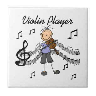 Stick Figure Meisje Vioolspeler T-shirts en Cadeau Tegeltje