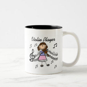 Stick Figure Meisje Vioolspeler T-shirts en Cadeau Tweekleurige Koffiemok