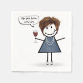 Stick Figure Party Girl with Red Wine  Servet (Voorkant)