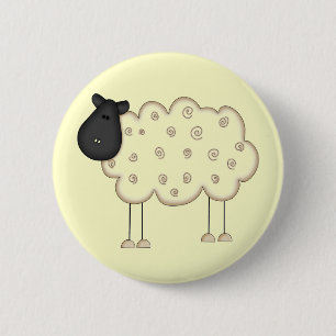Stick Figure Schaap T-shirts en Cadeaus Ronde Button 5,7 Cm