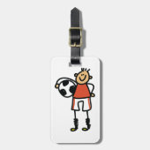 Stick Figure Soccer Boy Football Player Bagagelabel (Voorkant verticaal)