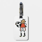 Stick Figure Soccer Boy Football Player Bagagelabel (Achterkant verticaal)